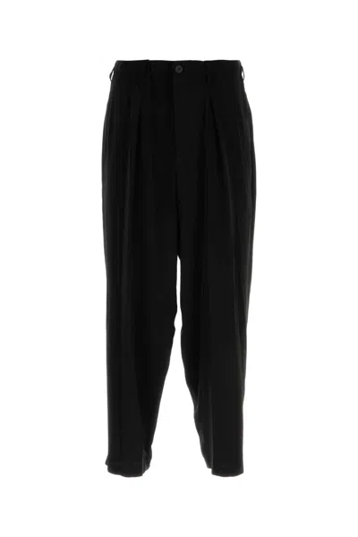 Yohji Yamamoto Tailored Denim Trousers With Pleats And Pockets In Black