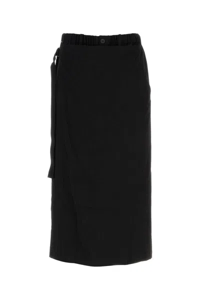 YOHJI YAMAMOTO BLACK TRIACETATE BLEND PANT-SKIRT