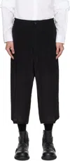 Yohji Yamamoto Black Tucked Seam Wide Trousers In Black