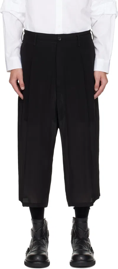 Yohji Yamamoto Black Tucked Seam Wide Trousers