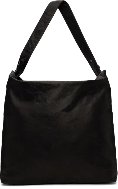 Yohji Yamamoto Black Washed Horse Leather 2way Bag In 1 Black