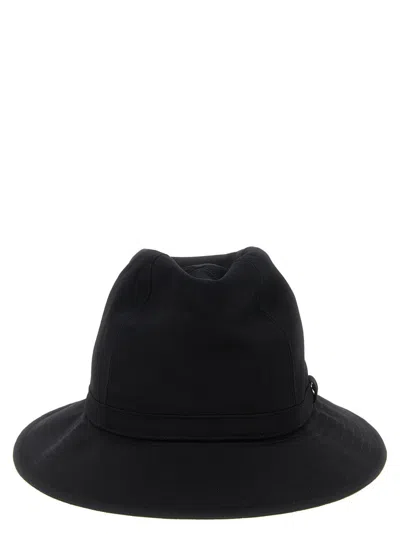 YOHJI YAMAMOTO BLACK WOOL GABARDINE FEDORA HAT