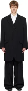 Yohji Yamamoto Black Wool Gabardine Reversible Nylon Liner & Blazer Set In Black