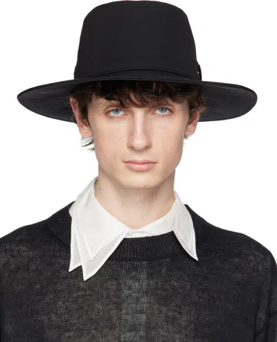 Yohji Yamamoto Black Wool Gabardine Wide Middle Brim Hat In 2 Black