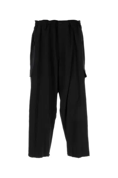 Yohji Yamamoto Pantalone In Lana Nera Uomo In Black