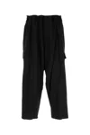 Yohji Yamamoto Loose Fit Cotton Trousers Side And Back Pockets In Black