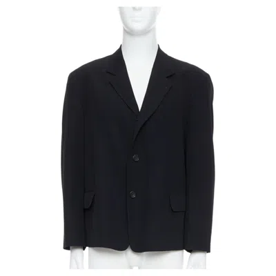 Pre-owned Yohji Yamamoto Black Wool Shoulder Padded Oversized Boxy Blazer M