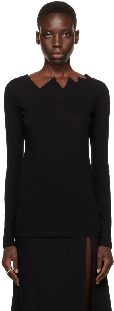 Yohji Yamamoto Black Zig-zag Long Sleeve T-shirt In 1 Black