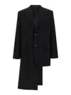 Yohji Yamamoto Asymmetrical Blazer Longline Notched Lapels In Black