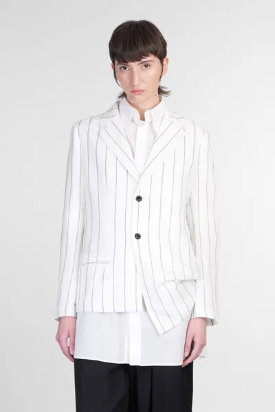 Yohji Yamamoto Blazer In White Wool