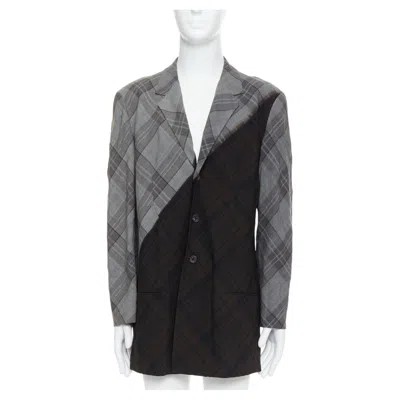 Pre-owned Yohji Yamamoto Bleached Grey Brown Gradient Check Print Blazer Jp2 M In Gray