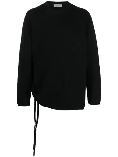 Yohji Yamamoto Braid-detail Ribbed-knit Jumper In Black