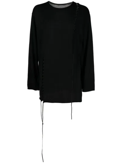 Yohji Yamamoto Sweatshirt Mit Geflochtenem Detail In Black