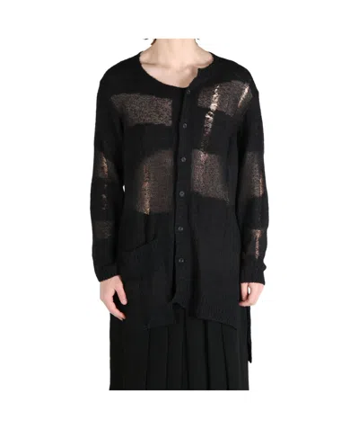 Yohji Yamamoto Broken Hole Knitted Cardigan In Black