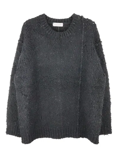 Yohji Yamamoto Brushed Crew-neck Sweater In Black