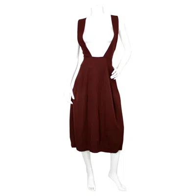 Pre-owned Yohji Yamamoto Burgundy Suspender Balloon Dress In Red