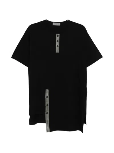 Yohji Yamamoto Button Asymmetric T-shirt In Black