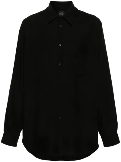 Yohji Yamamoto Button-down Long-sleeve Shirt In Black