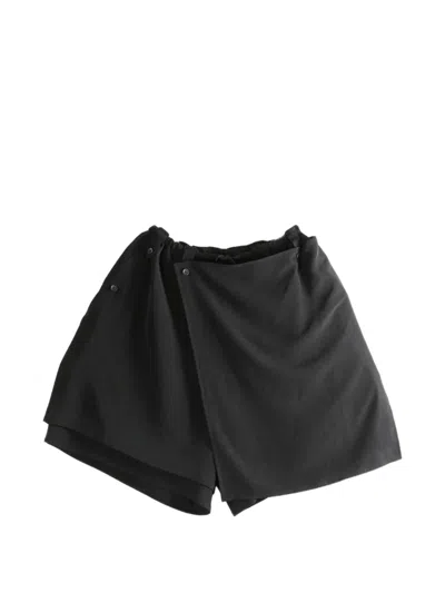 Yohji Yamamoto Button Draped Shorts In Black