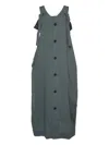 Yohji Yamamoto Button-fastening Tie-detail Dress In Gray