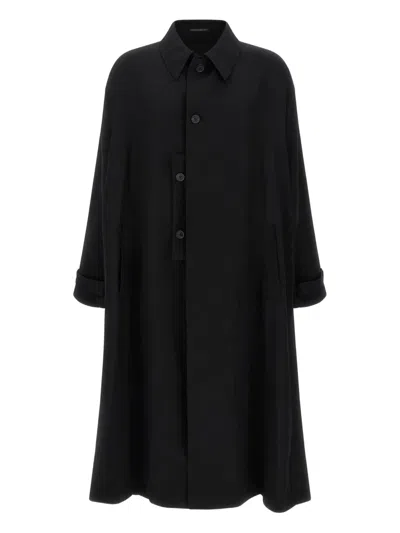 YOHJI YAMAMOTO BUTTON-FASTENING WOOL COAT