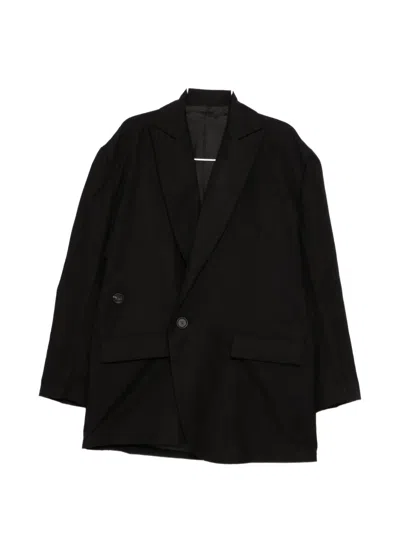 Yohji Yamamoto Button Textured Jacket In Black