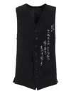 Yohji Yamamoto Button-up Text Gilet In Black