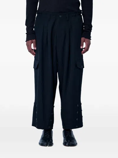 Yohji Yamamoto Button-detail Wide-leg Cargo Pants In Black