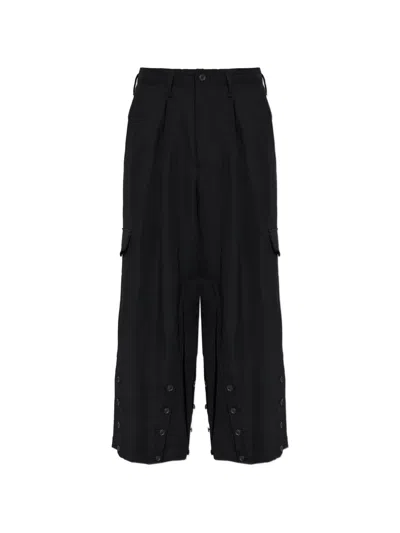 Yohji Yamamoto Button-detail Wool Cargo Pants In Black