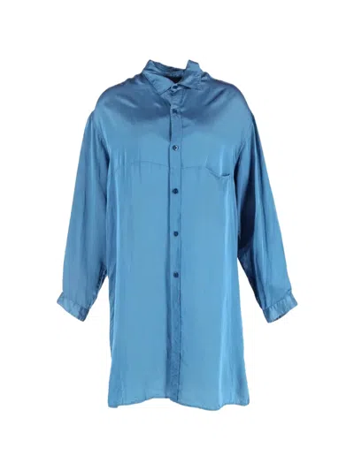 Pre-owned Yohji Yamamoto Button-down Silk Shirt In Blue