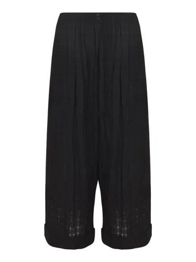 Yohji Yamamoto Buttoned Cropped Trousers In Black