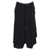 Yohji Yamamoto Buttoned Midi Skirt In Black Cotton In Blue