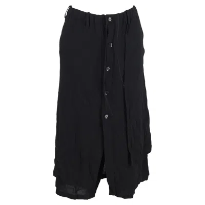 Yohji Yamamoto Buttoned Midi Skirt In Black Cotton In Blue