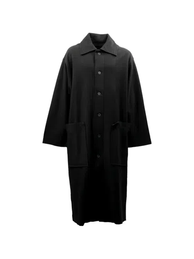 Yohji Yamamoto Button-fastening Patch-pocket Coat In Black