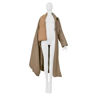 Pre-owned Yohji Yamamoto Camel Draped Cape Coat With High Neck & One Sleeve 2000 In Brown