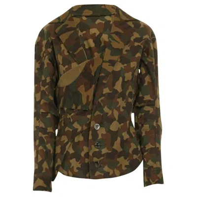 Yohji Yamamoto Camouge Ruffle Wings Jacket In Green