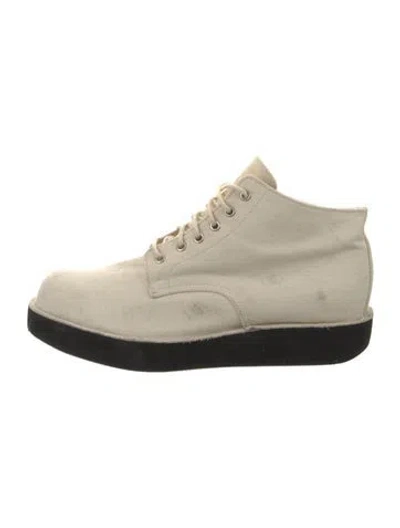 Pre-owned Yohji Yamamoto Canvas Lace-up Boots In Neutral