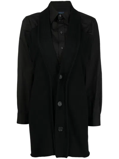 Yohji Yamamoto Cardigan-effect Long-sleeved Shirt In Schwarz
