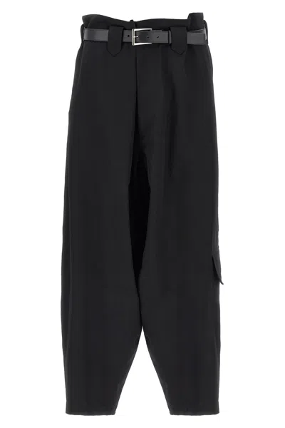 Yohji Yamamoto Utility Trousers With Pleated Design And Pockets In Black