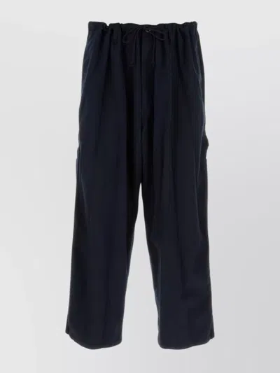 Yohji Yamamoto Drawstring-waistband Trousers In Blue