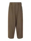 Yohji Yamamoto High-waist Wide Leg Trousers With Front Pleats In Light Brown