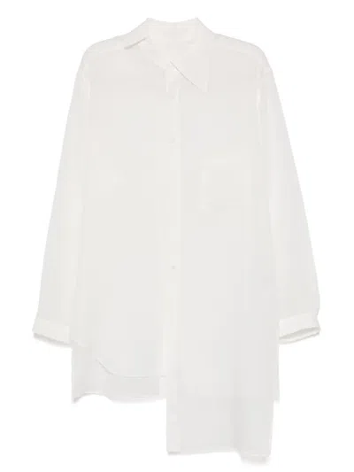 Yohji Yamamoto Cellulose Loan Unbalanced Collar Shirt In Neutrals