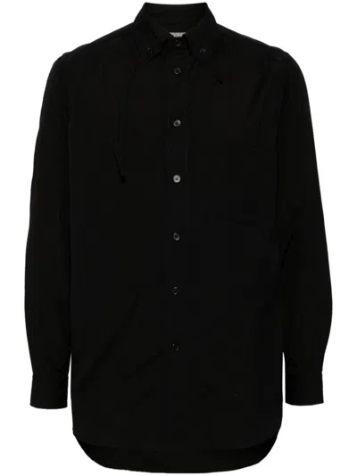 Yohji Yamamoto Chain-stitch Poplin Shirt In Black