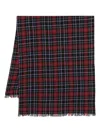 Yohji Yamamoto Checked Frayed Wool Scarf In Black