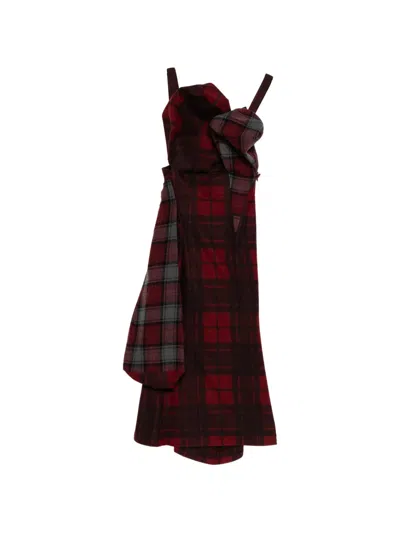 Yohji Yamamoto Check-pattern Draped Dress In Multi
