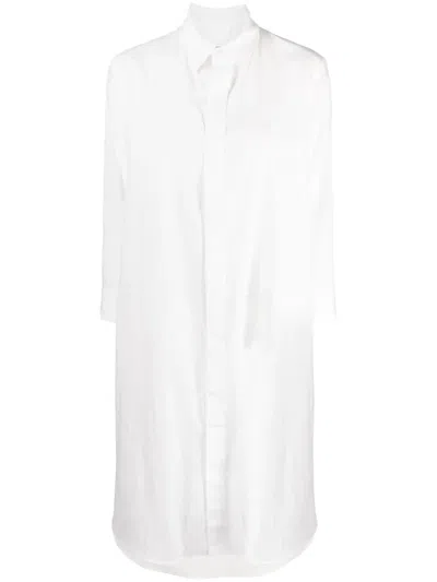 Yohji Yamamoto Classic-collar Cotton Dress In White