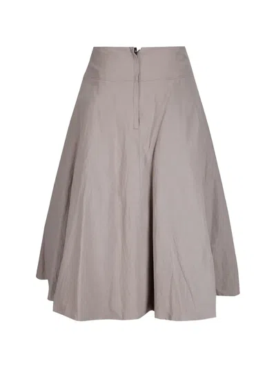 Yohji Yamamoto C/li Poplin Midi Skirt In Gray