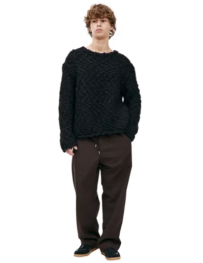 Yohji Yamamoto Coarse Knit Wool Sweater In Black