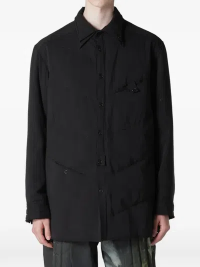 Yohji Yamamoto Collar-detail Shirt Jacket In Black