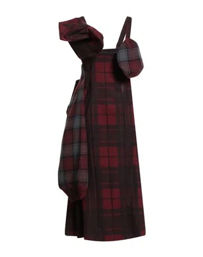 Yohji Yamamoto Collections Woman Midi Dress Burgundy Size 2 Wool, Nylon, Acrylic, Polyester In Brown